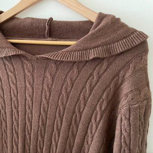 Brown knit dress with hoodie - One Size